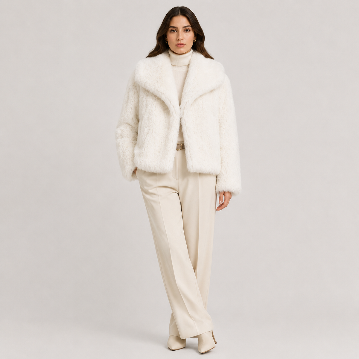Veste Fausse Fourrure Courte Femme Rose