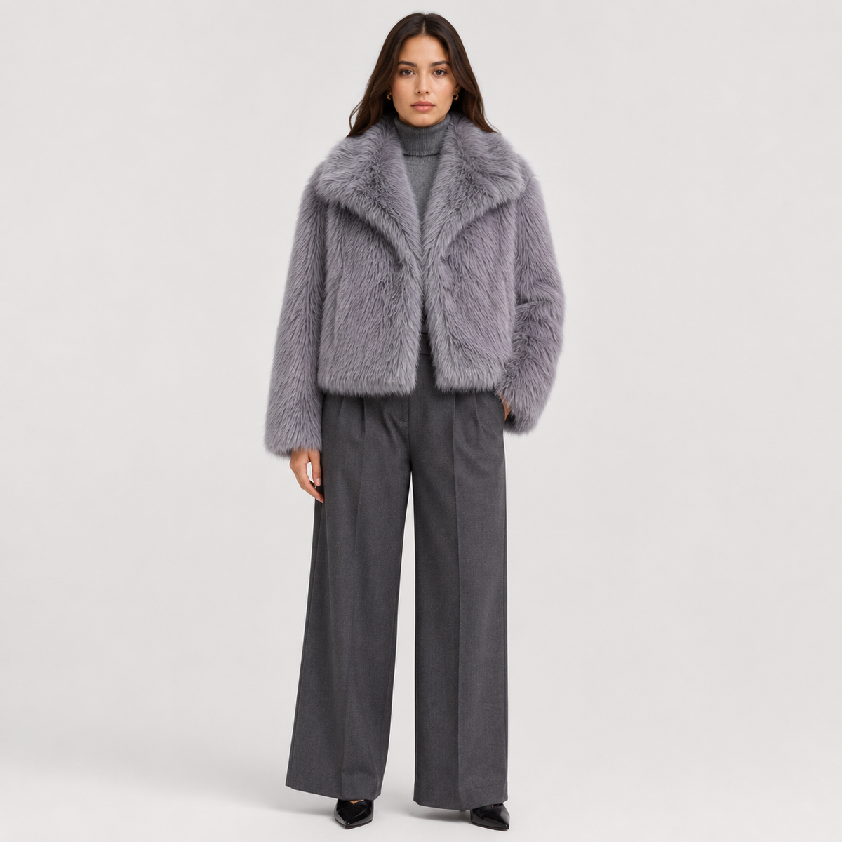 Veste Fausse Fourrure Courte Femme Rose