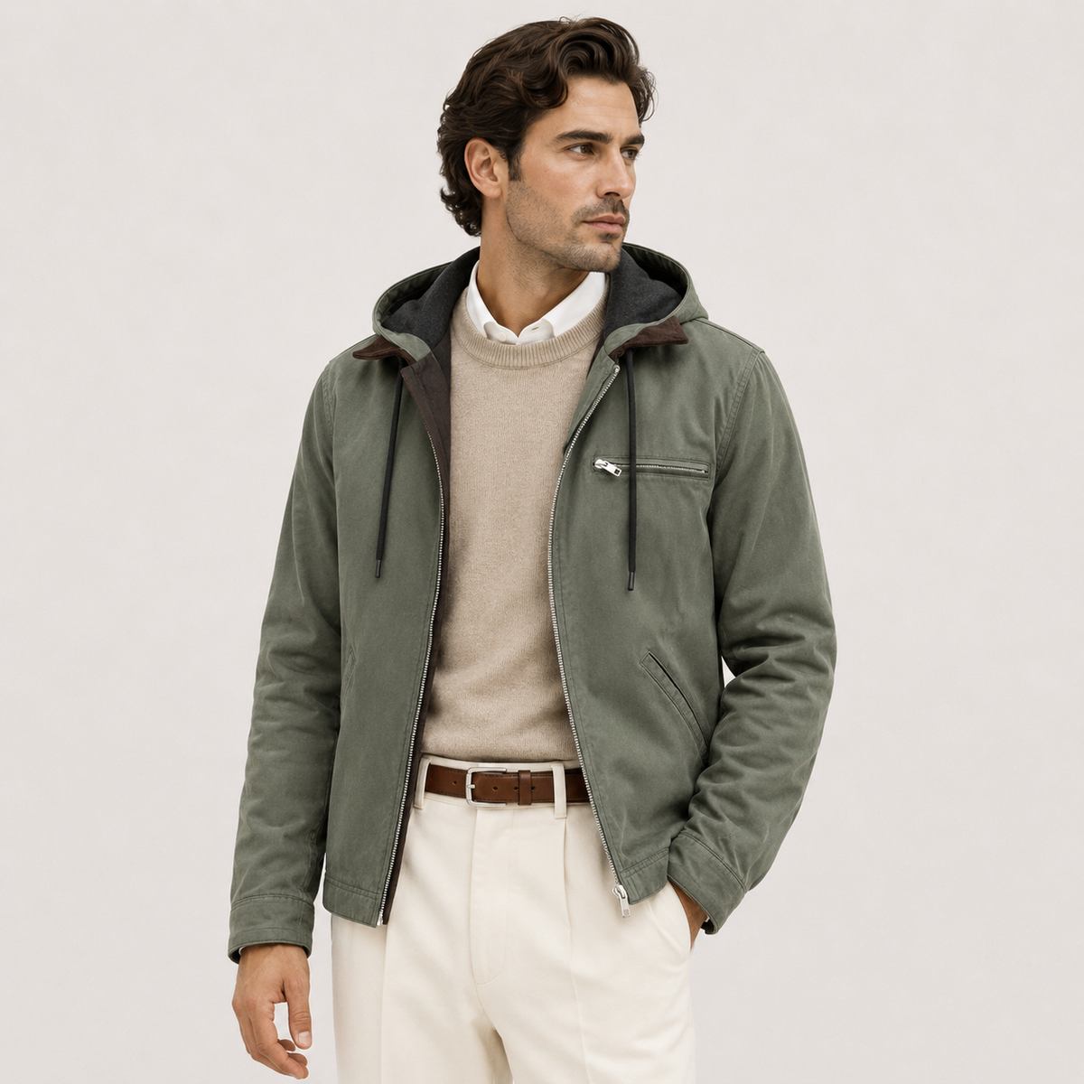 Veste Hiver à Capuche Doublée Polaire Homme Florian