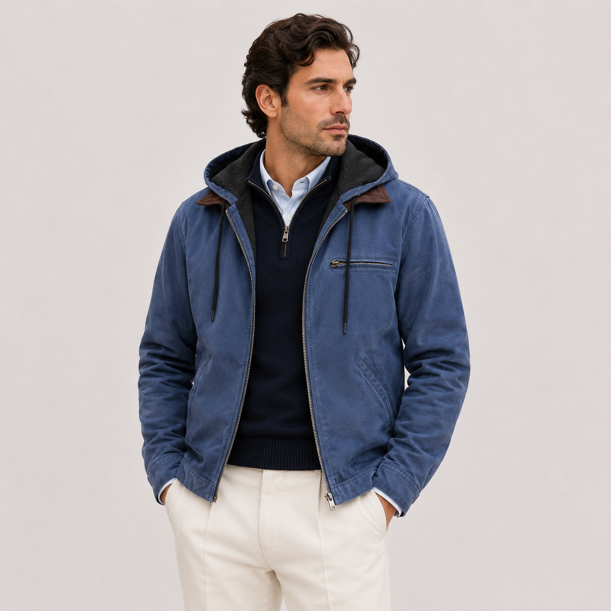 Veste Hiver à Capuche Doublée Polaire Homme Florian
