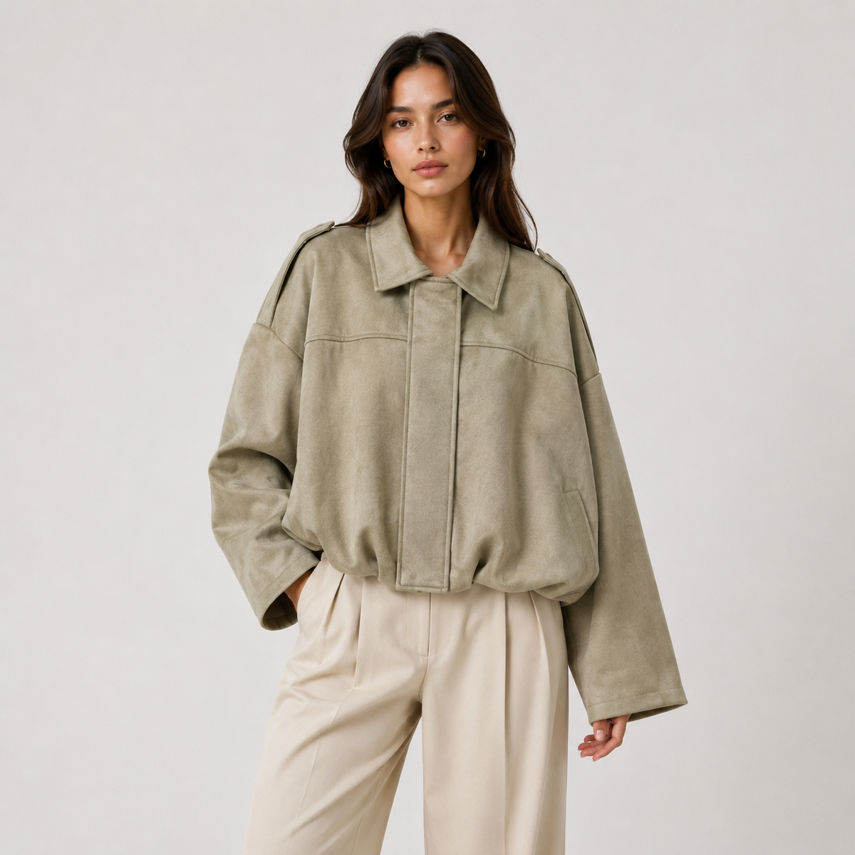 Veste Aspect Daim Oversize Femme Camille