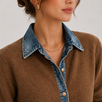 Gilet en Maille Col en Jean Femme Adèle