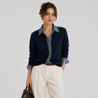 Gilet en Maille Col en Jean Femme Adèle