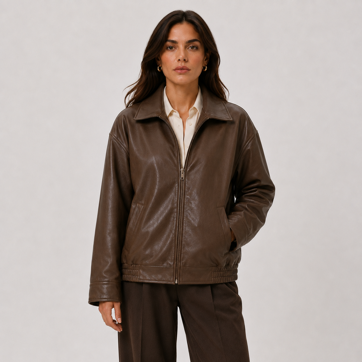 Veste Simili Cuir Oversize Femme Louise