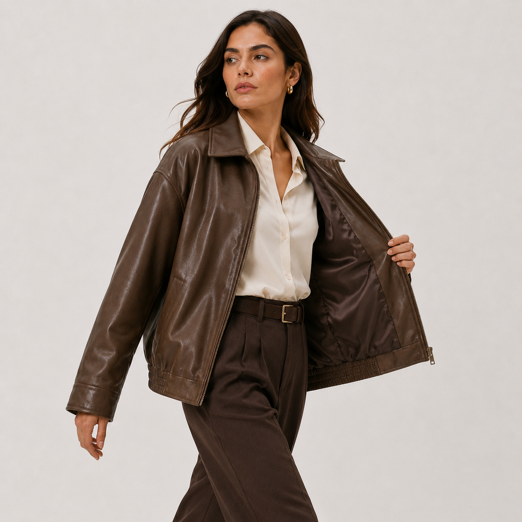 Veste Simili Cuir Oversize Femme Louise