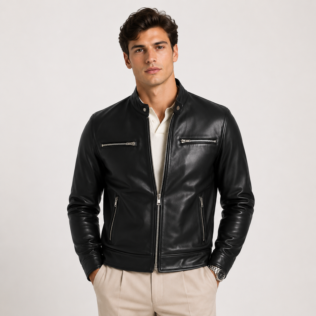 Veste Motard en Simili Cuir Homme Samuel