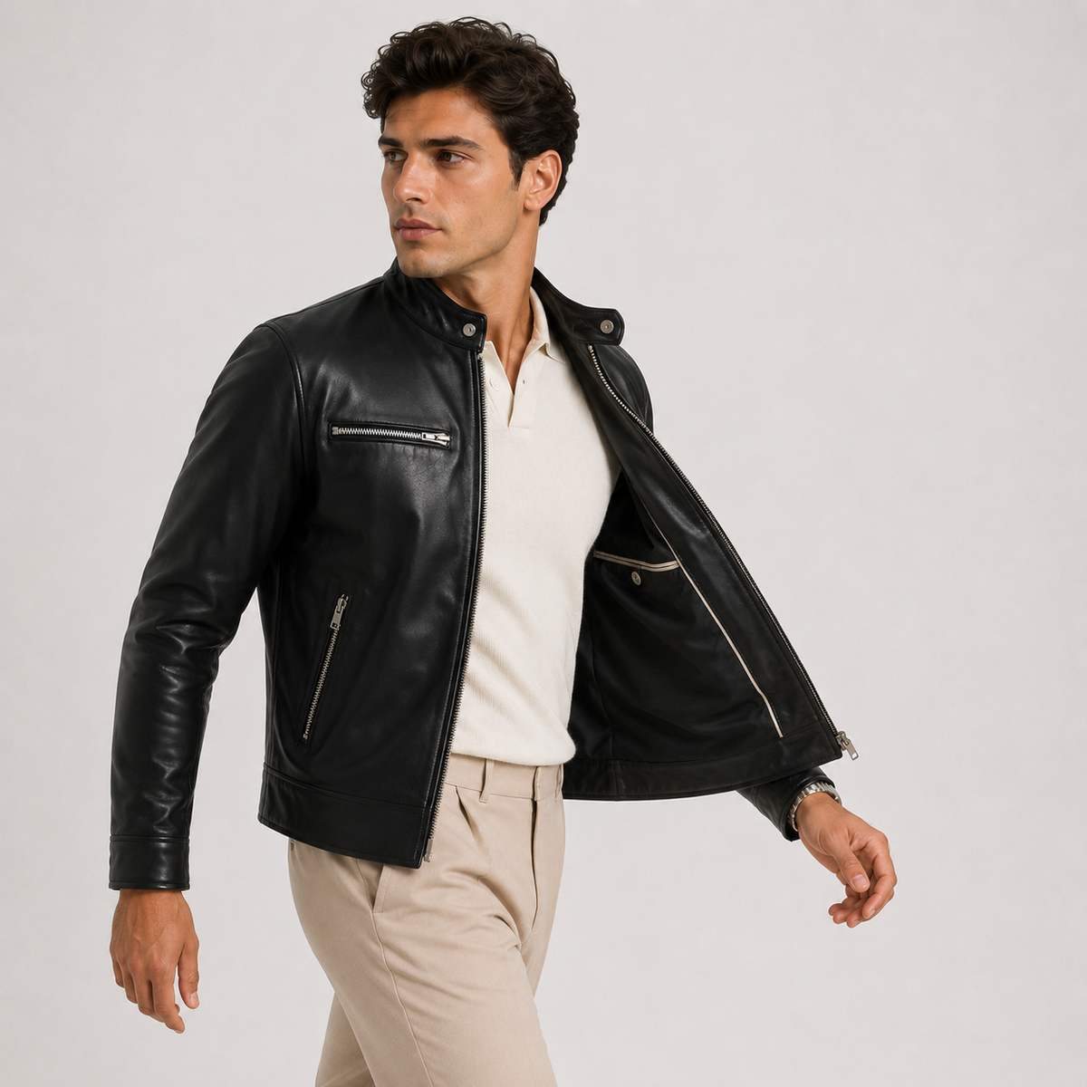 Veste Motard en Simili Cuir Homme Samuel