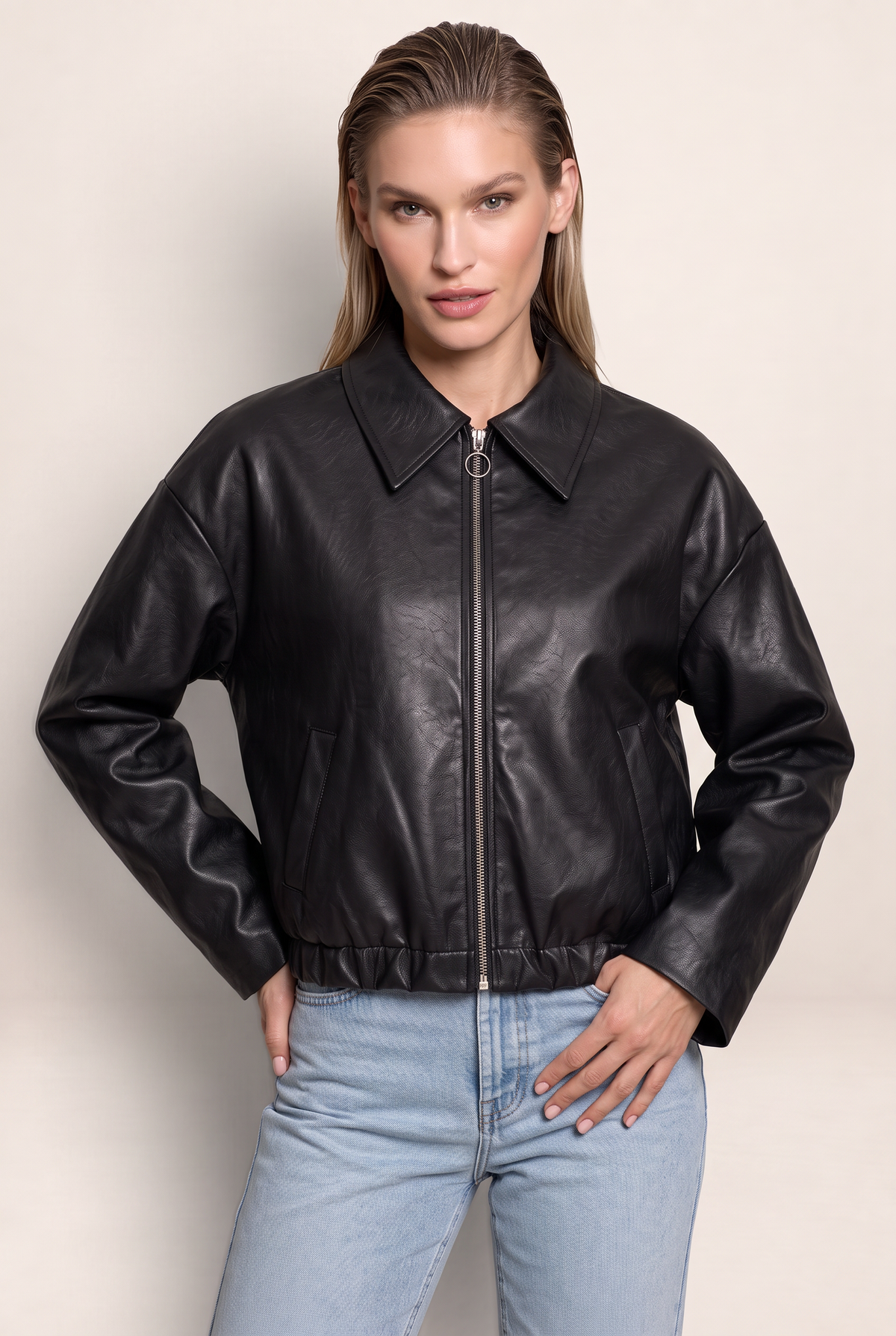 Veste Simili Cuir Bordeaux Femme Tatiana