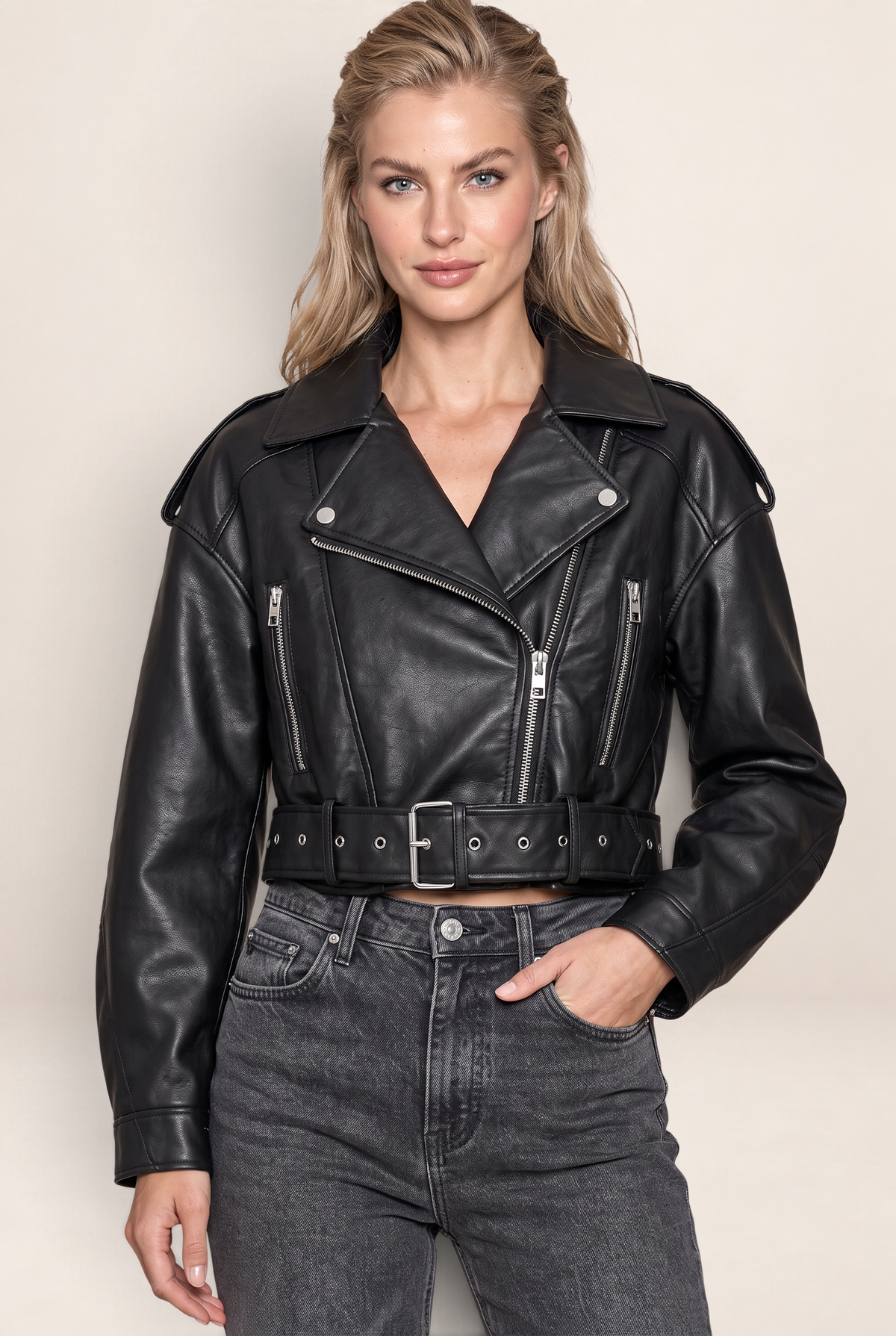 Perfecto Simili Cuir Noir Femme Thérèse