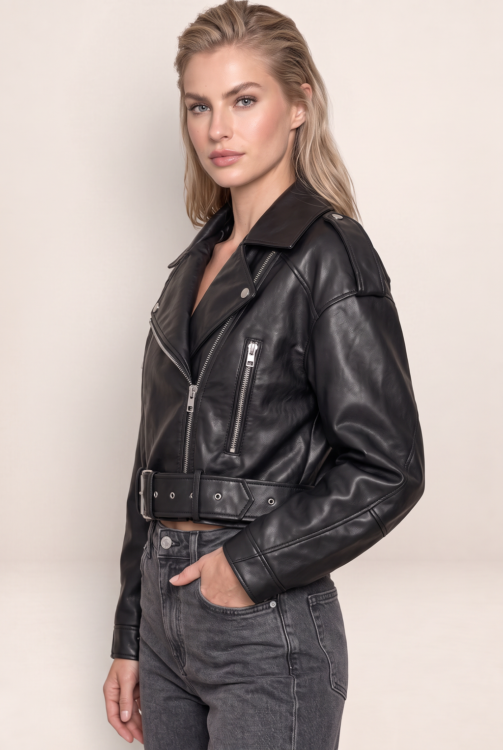 Perfecto Simili Cuir Noir Femme Thérèse