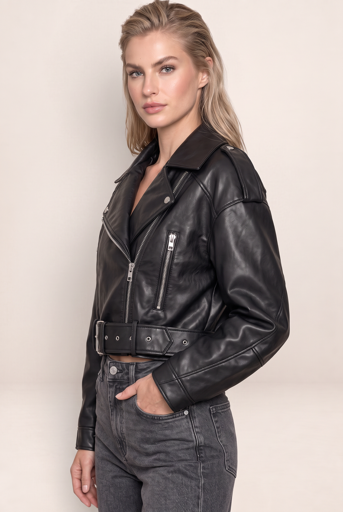 Perfecto Simili Cuir Noir Femme Thérèse