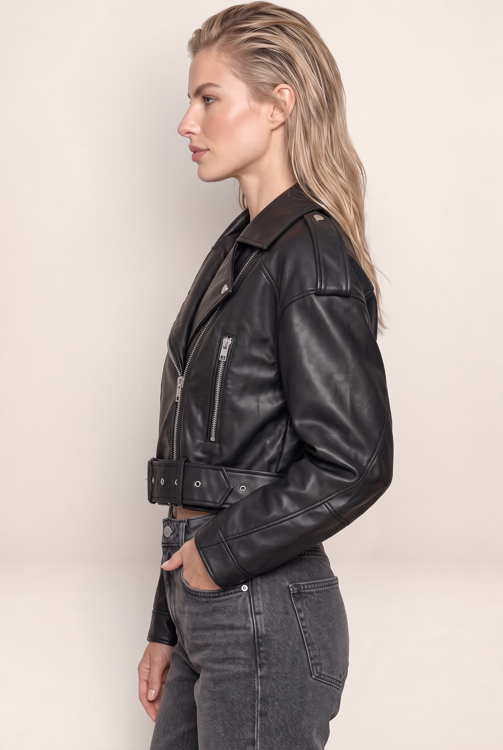 Perfecto Simili Cuir Noir Femme Thérèse