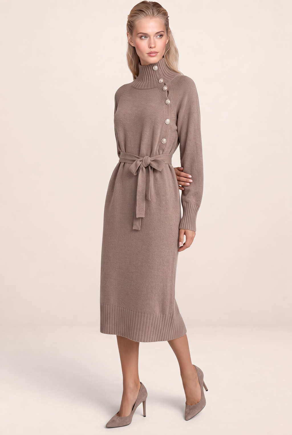 Robe Pull Col Roulé Ceinturée Femme Maud