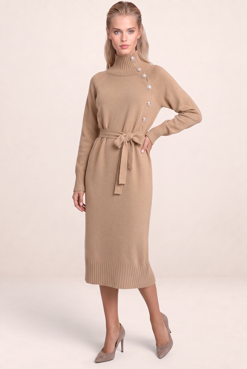 Robe Pull Col Roulé Ceinturée Femme Maud