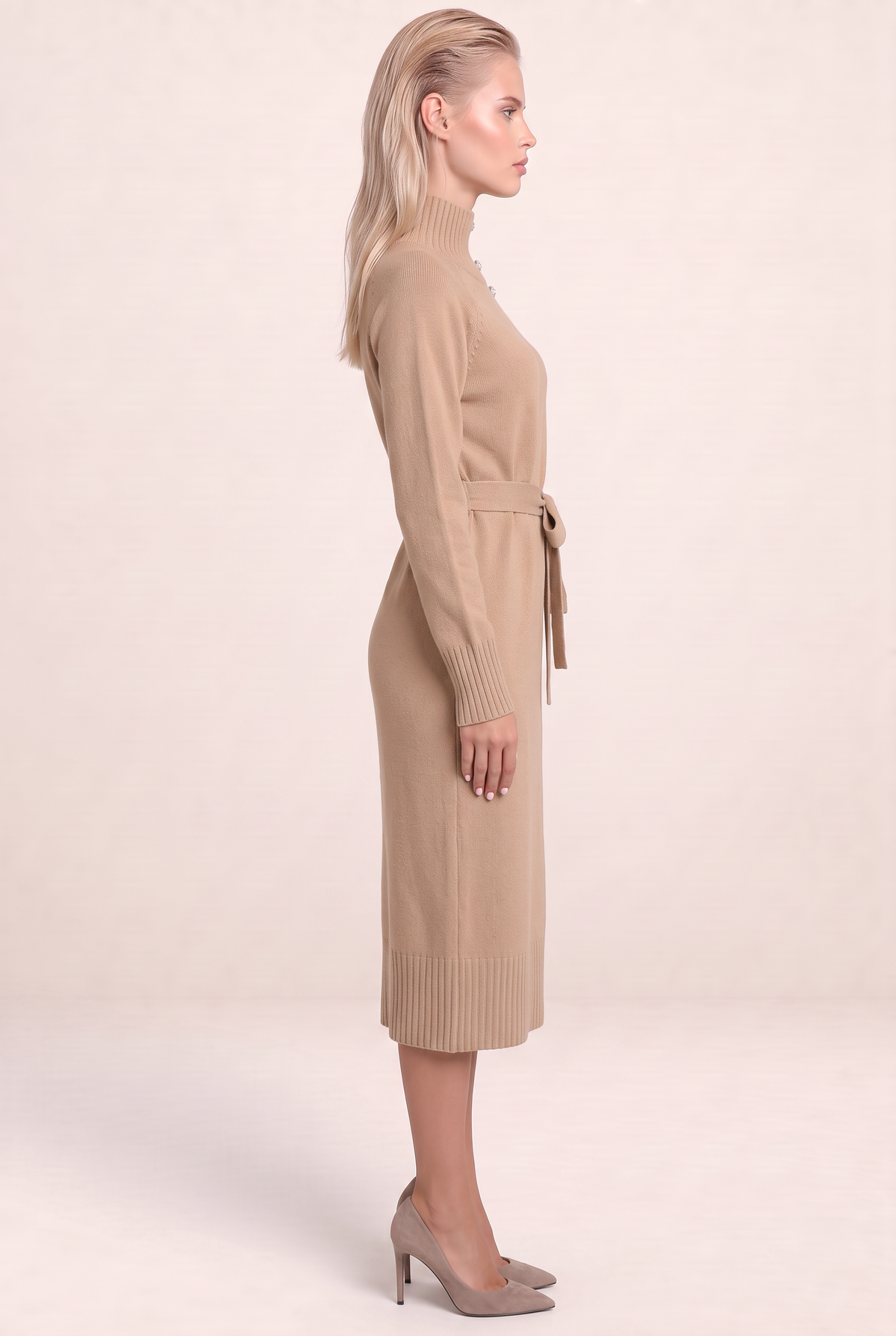 Robe Pull Col Roulé Ceinturée Femme Maud