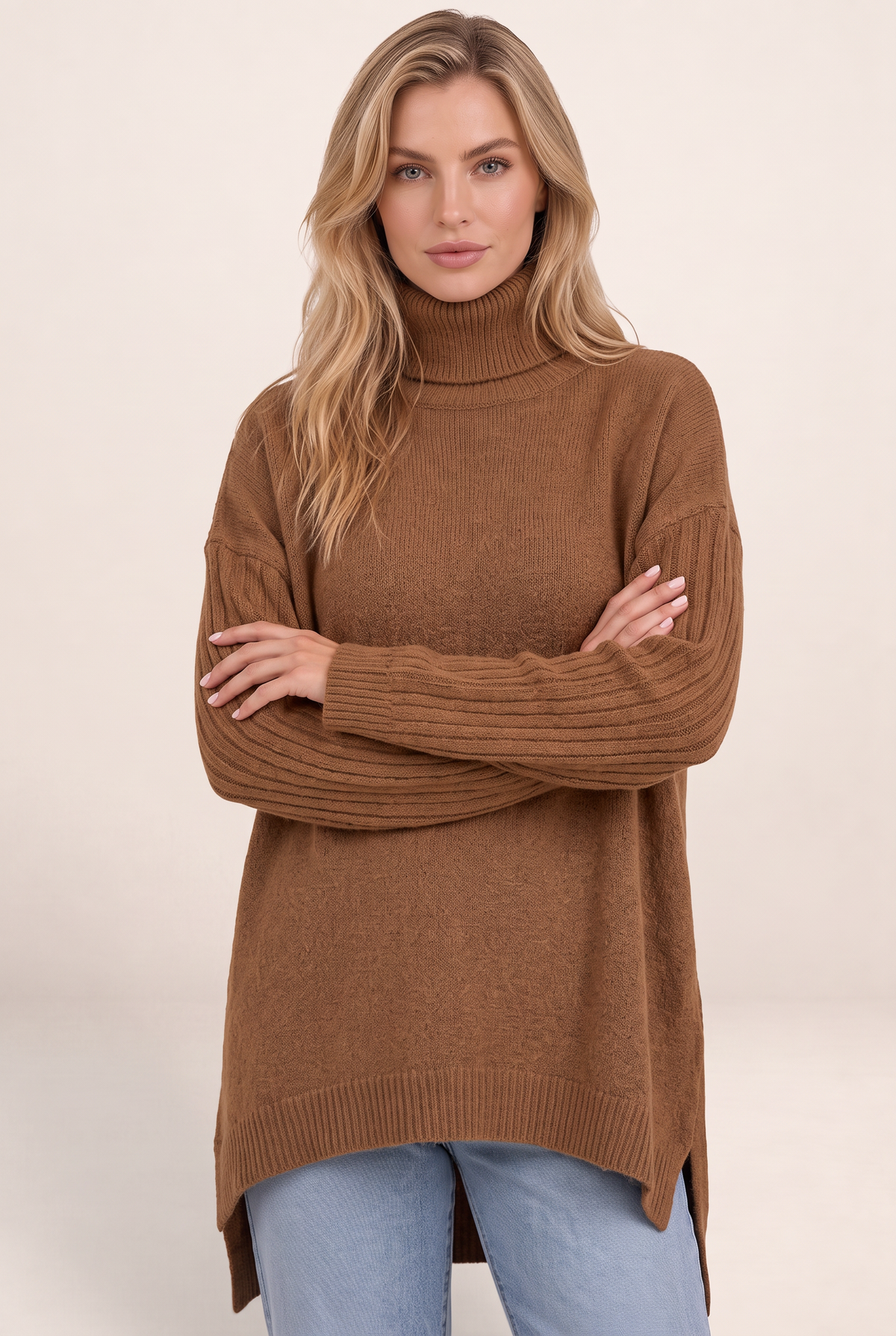 Pull Col Roulé Oversize Long Femme Noémie