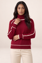 Pull Col Roulé Bicolore Femme Carla
