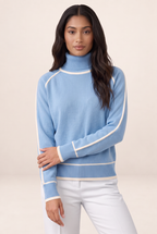 Pull Col Roulé Bicolore Femme Carla