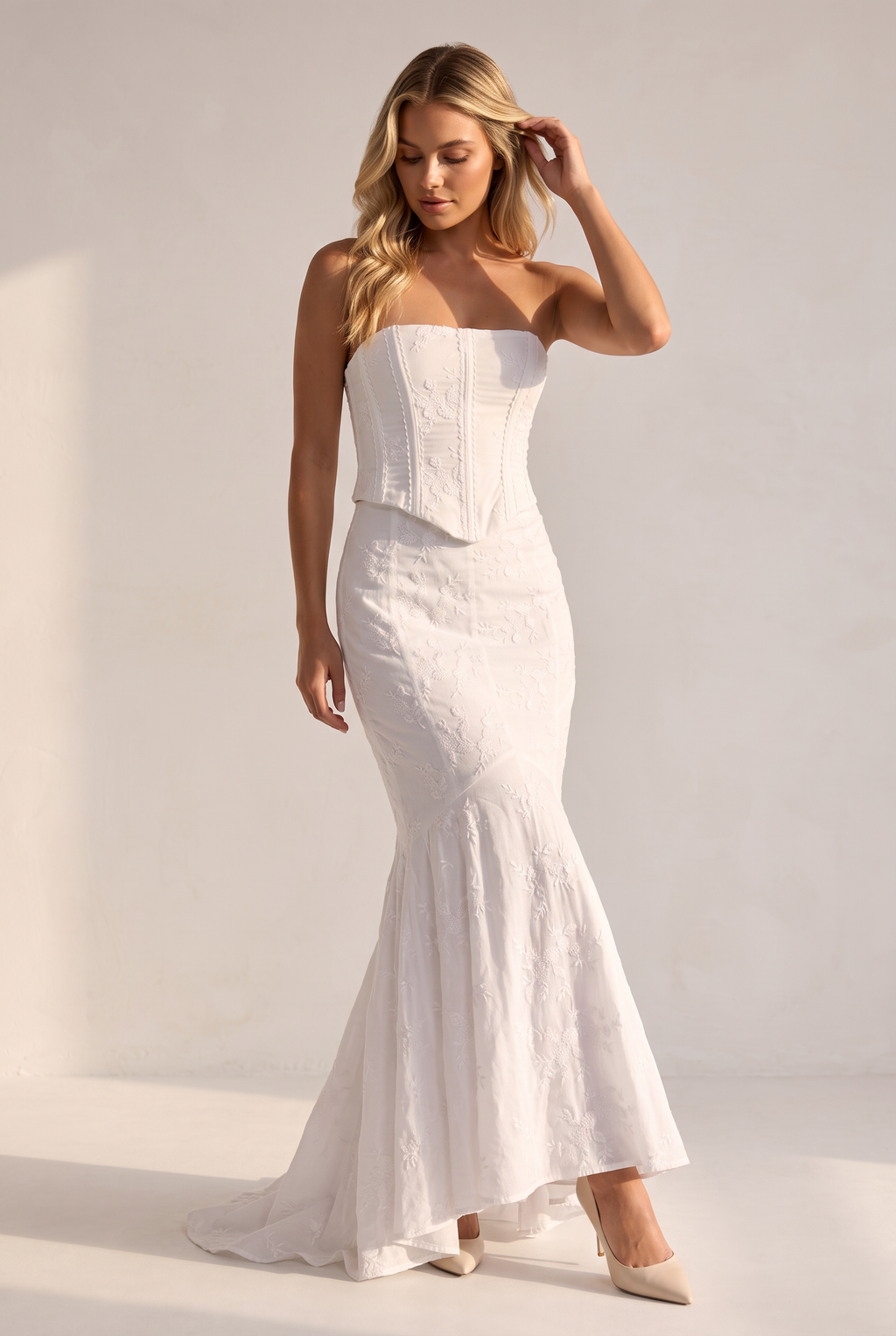 Robe Sirène Dentelle Blanche Femme Daphnée