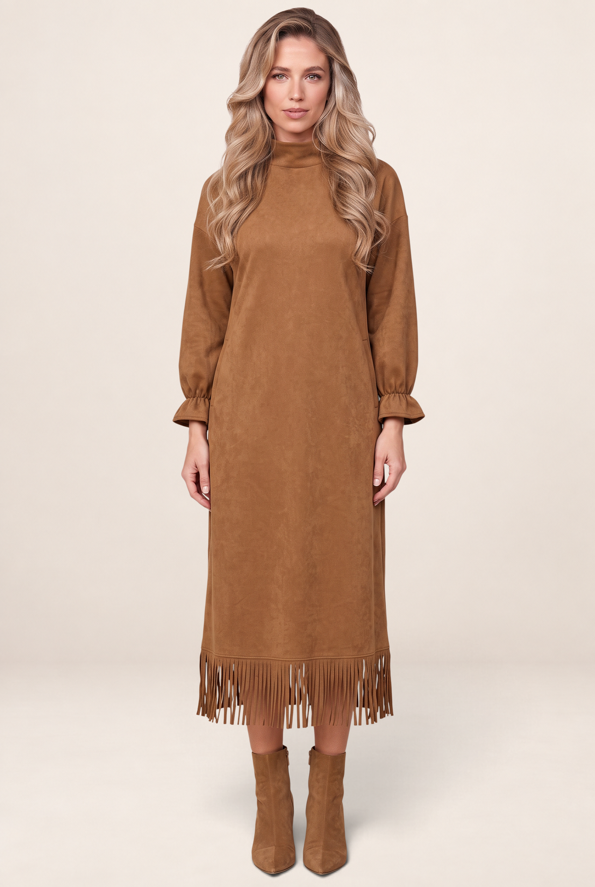 Robe à Franges Manches Longues Femme Jacinthe