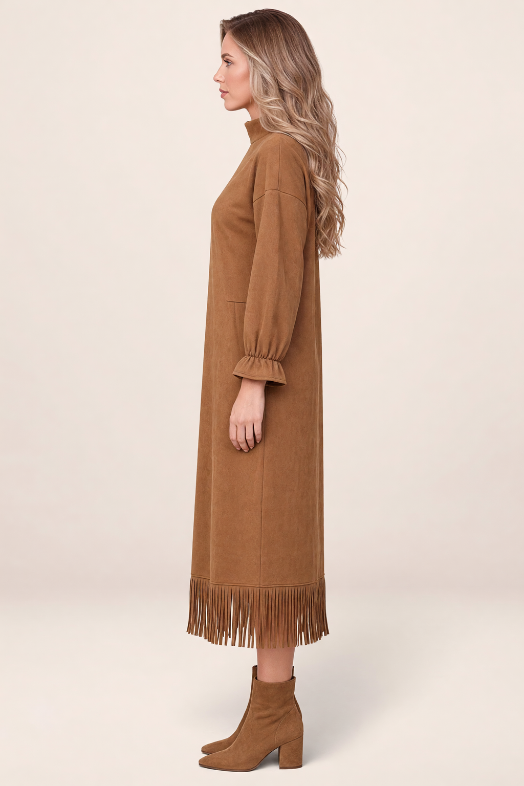 Robe à Franges Manches Longues Femme Jacinthe