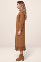 Robe à Franges Manches Longues Femme Jacinthe