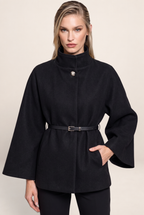Veste Cape Ceinturée Col Montant Femme Tiphaine