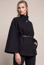 Veste Cape Ceinturée Col Montant Femme Tiphaine