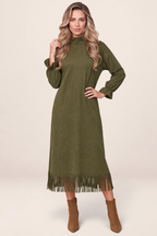 Robe à Franges Manches Longues Femme Jacinthe