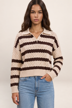 Pull Rayé Col Polo Femme Faustine
