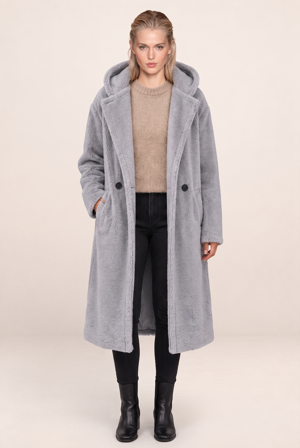 Manteau Moumoute Long à Capuche Femme Dorothée