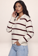 Pull Rayé Col Polo Femme Océane