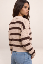 Pull Rayé Col Polo Femme Faustine