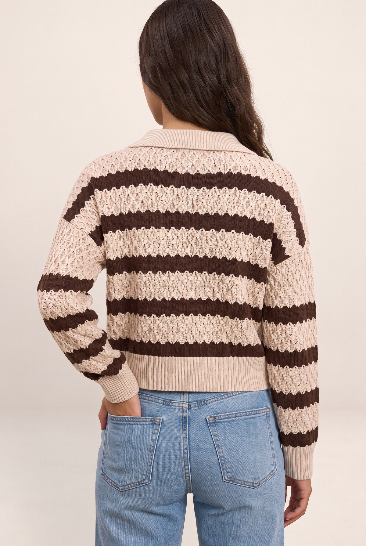 Pull Rayé Col Polo Femme Faustine