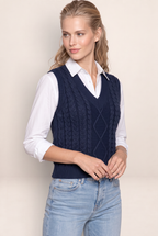 Pull Sans Manche Torsadé Col V Femme Leïla