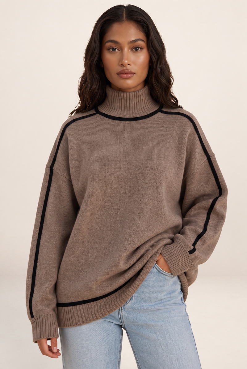 Pull Col Montant Bicolore Femme Isaure