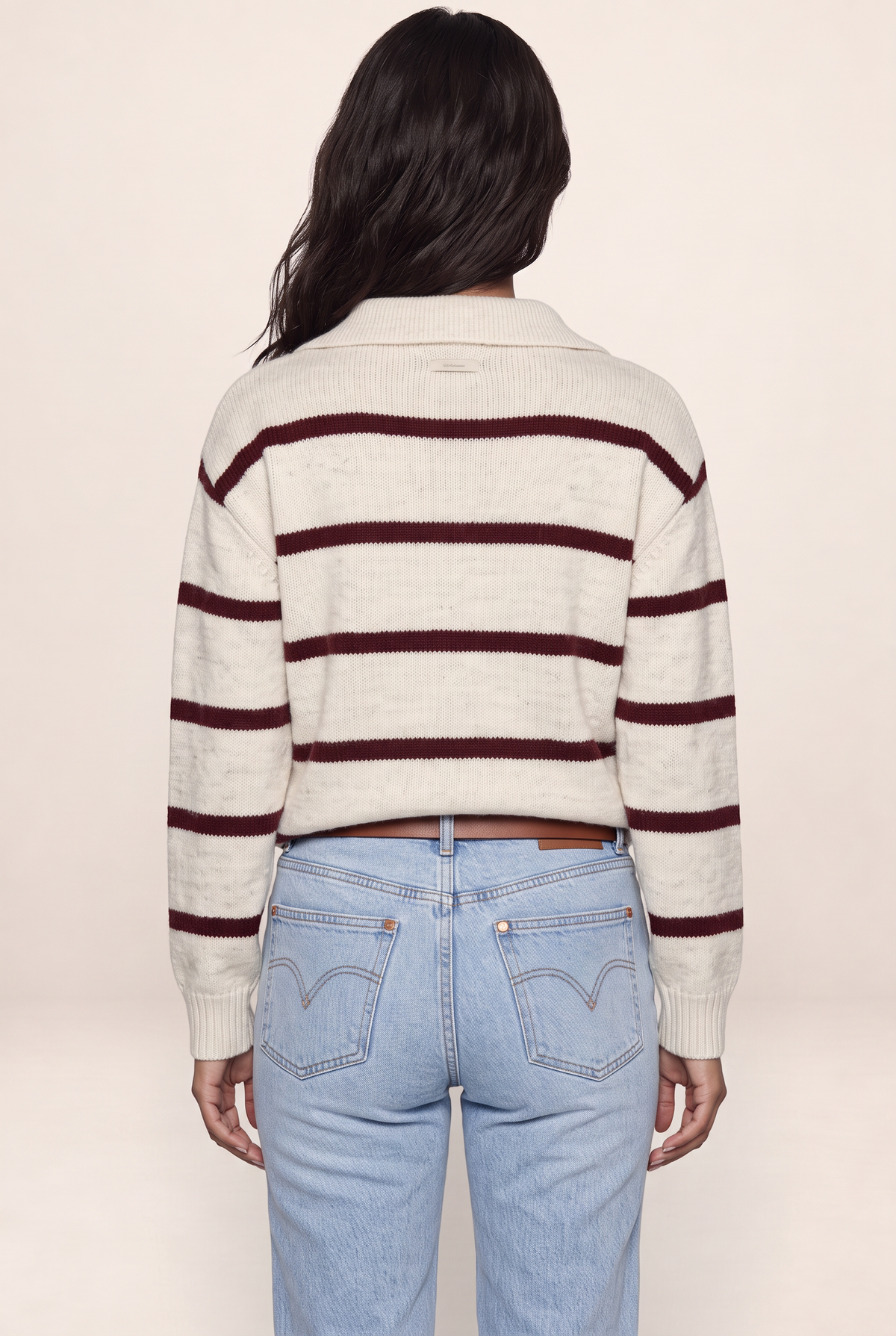 Pull Rayé Col Polo Femme Océane