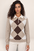 Pull Losange Col Polo Femme Perrine