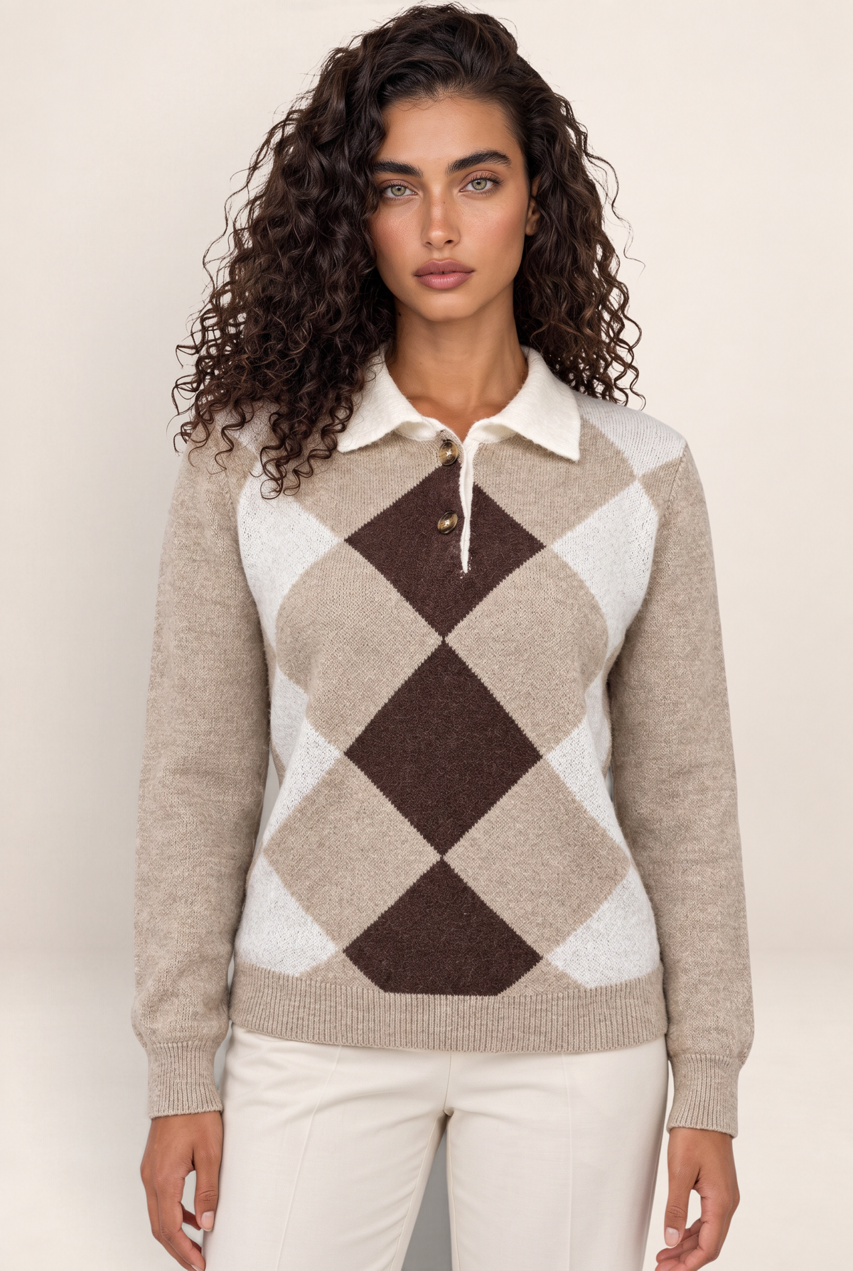 Pull Losange Col Polo Femme Perrine