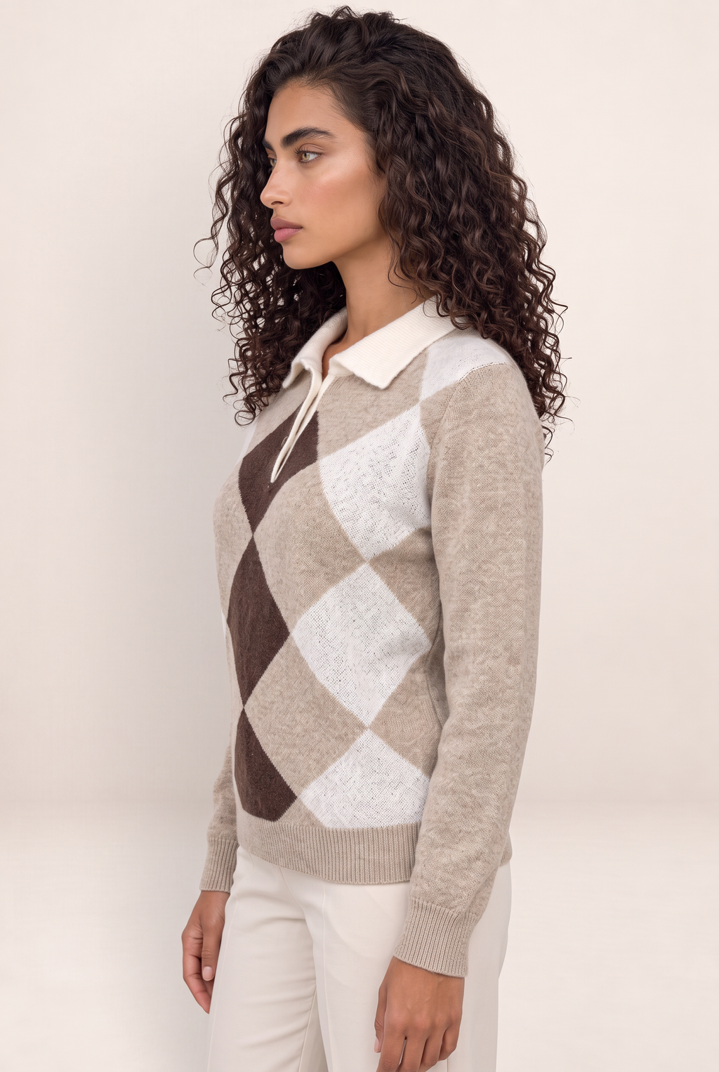 Pull Losange Col Polo Femme Perrine