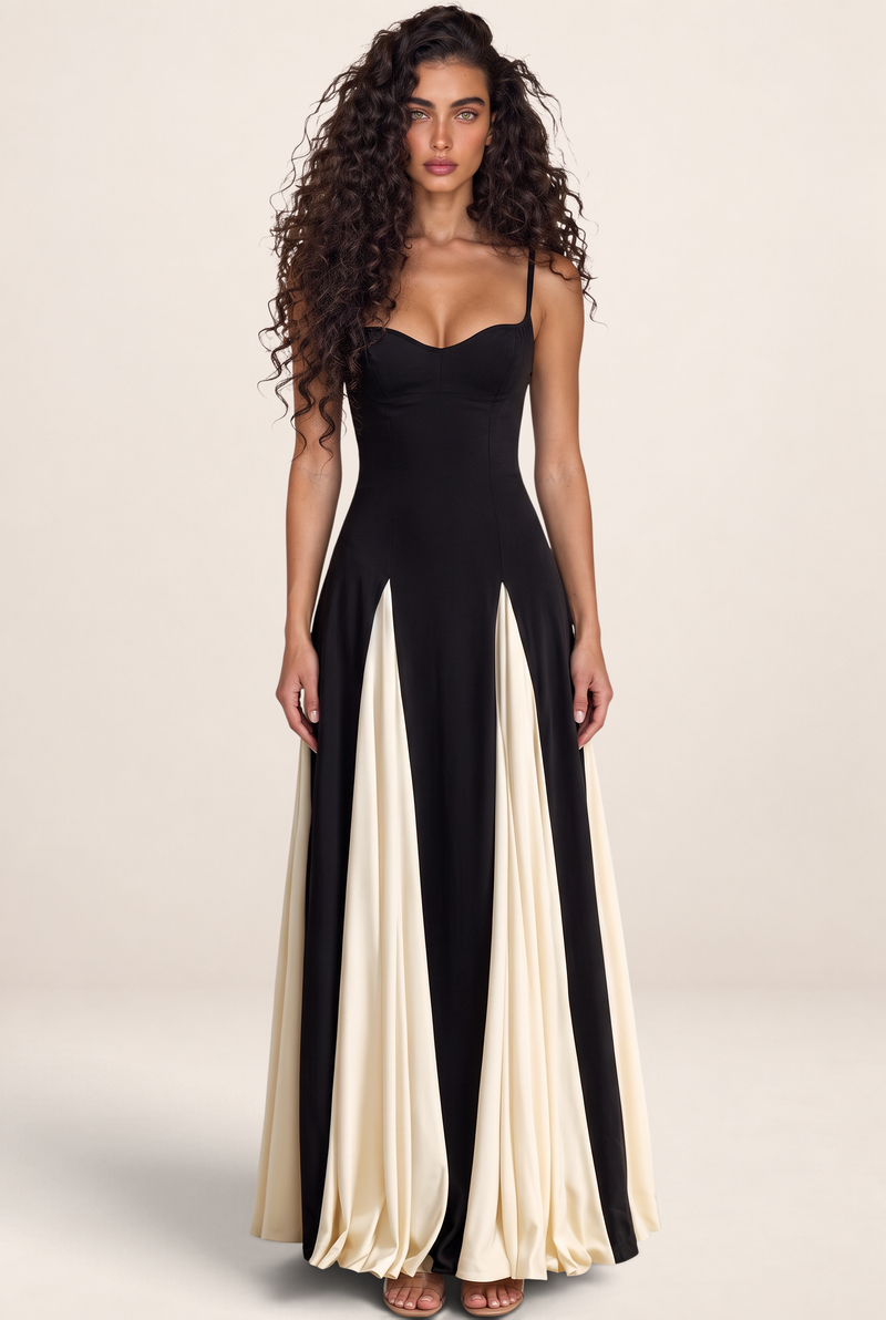 Robe Longue Bicolore Évasée Femme Elvire