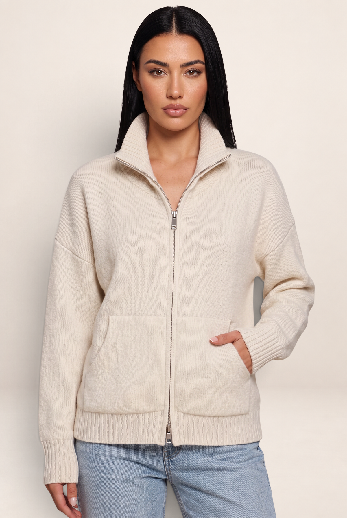 Gilet Zippé Col Montant Femme Karen