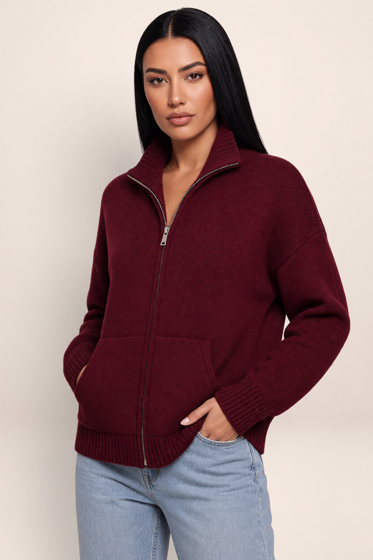Gilet Zippé Col Montant Femme Karen