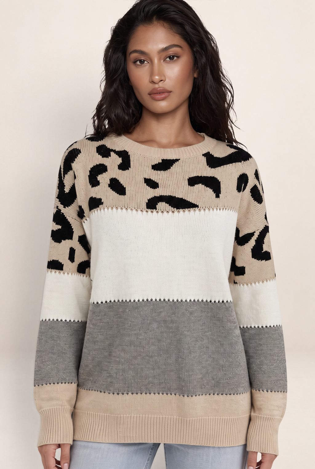 Pull Léopard Rayé Femme Ilona