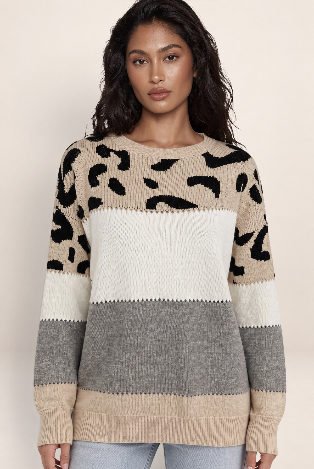 Pull Léopard Rayé Femme Ilona