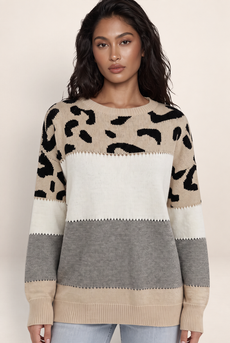 Pull Léopard Rayé Femme Ilona
