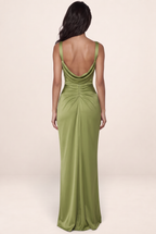 Robe Longue Satin Col Bénitier Femme Bianca