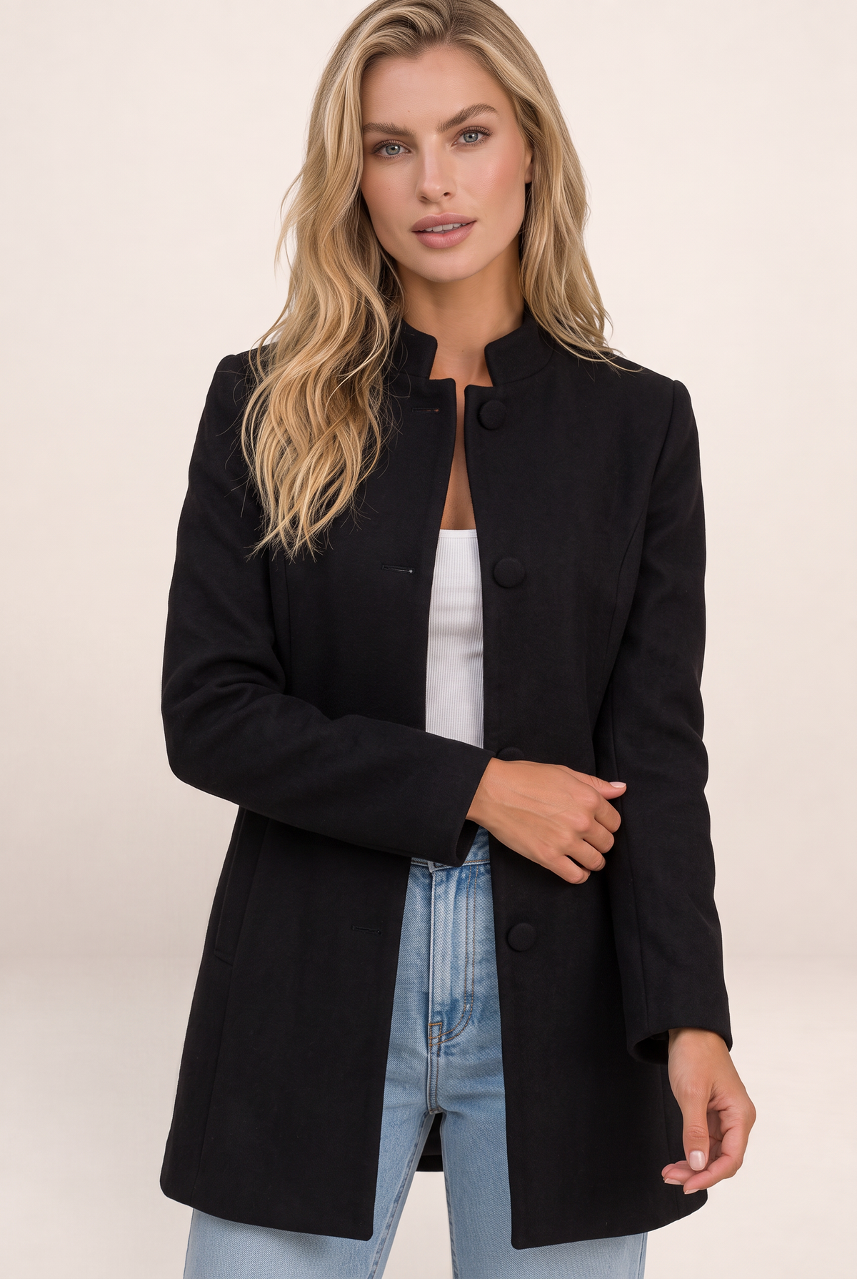 Manteau Court Col Mao Femme Félicie