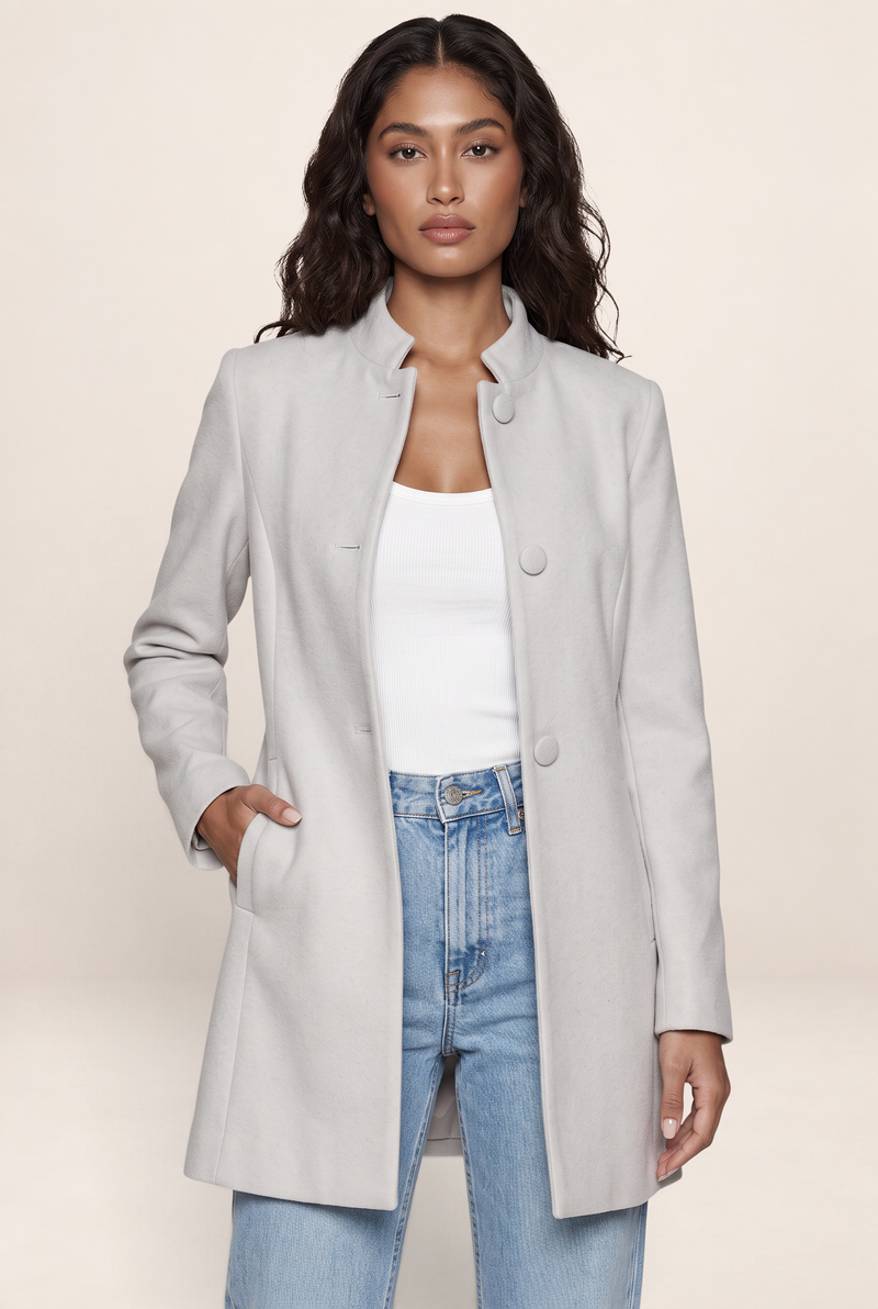 Manteau Mi Long Col Mao Femme Ursule