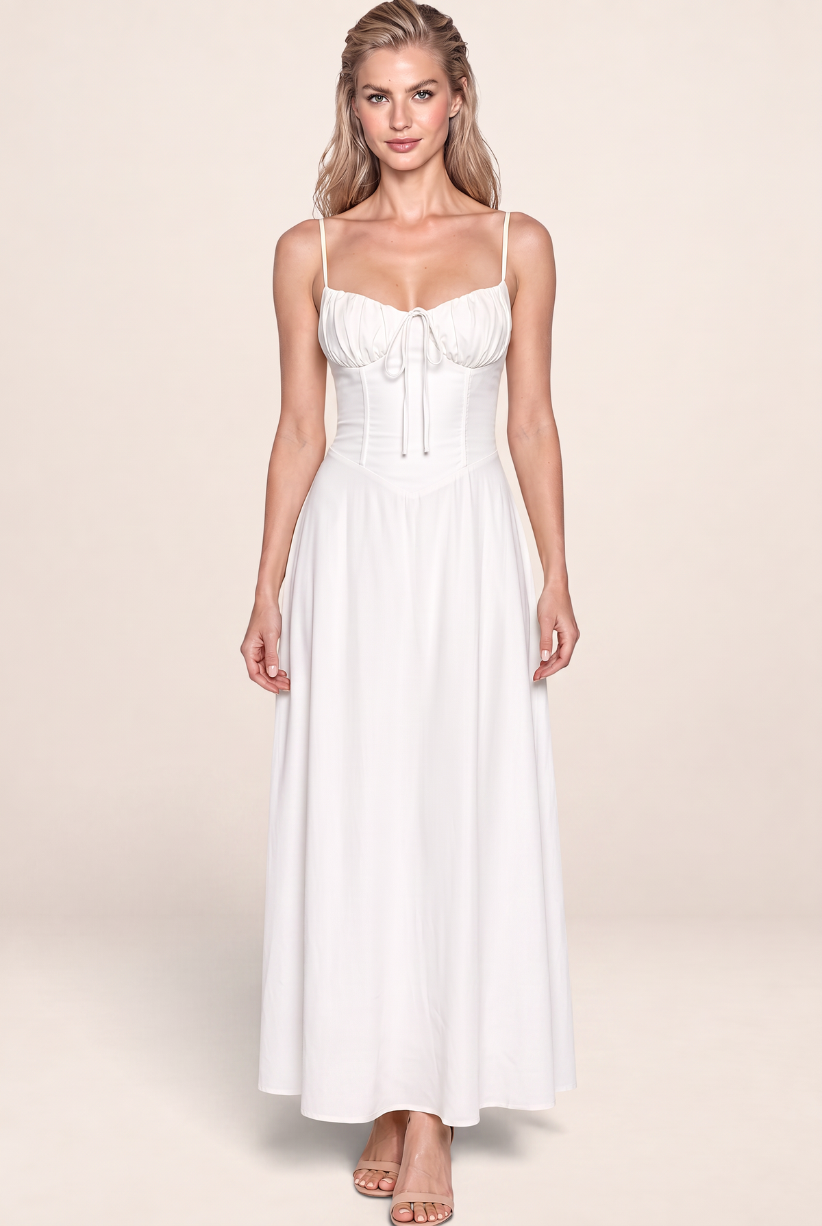 Robe Longue Corset à Bretelles Femme Aurore